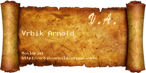 Vrbik Arnold névjegykártya