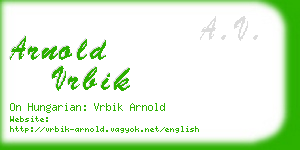 arnold vrbik business card